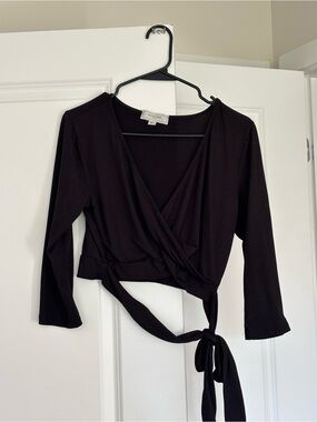 Black Wrap Crop Top with Side Tie